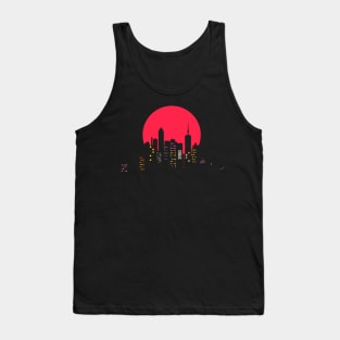 Red moon with city lights Tank Top